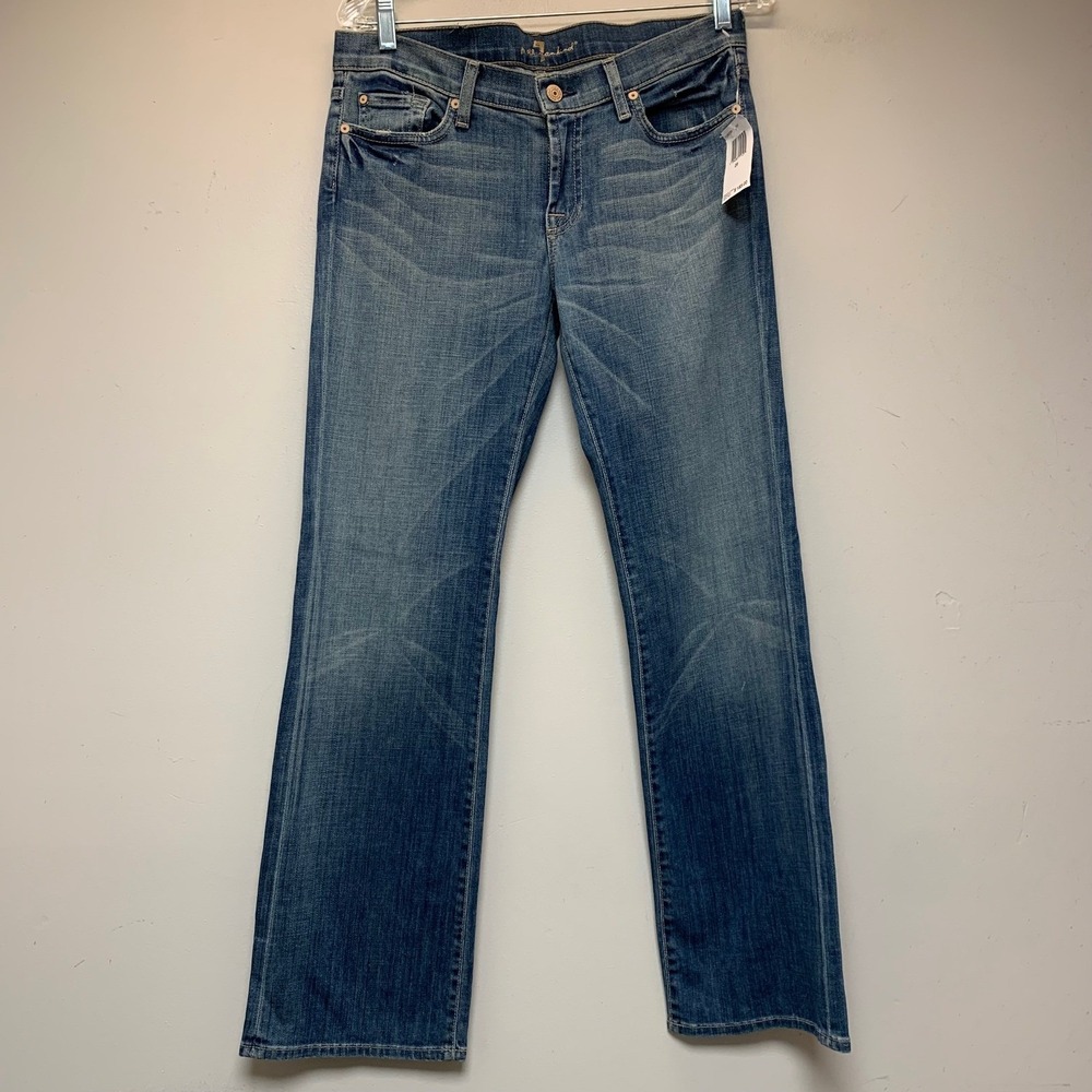7 For All Mankind Straight Leg Jeans Womens 28 Blue NEW Day Wash P228S376S